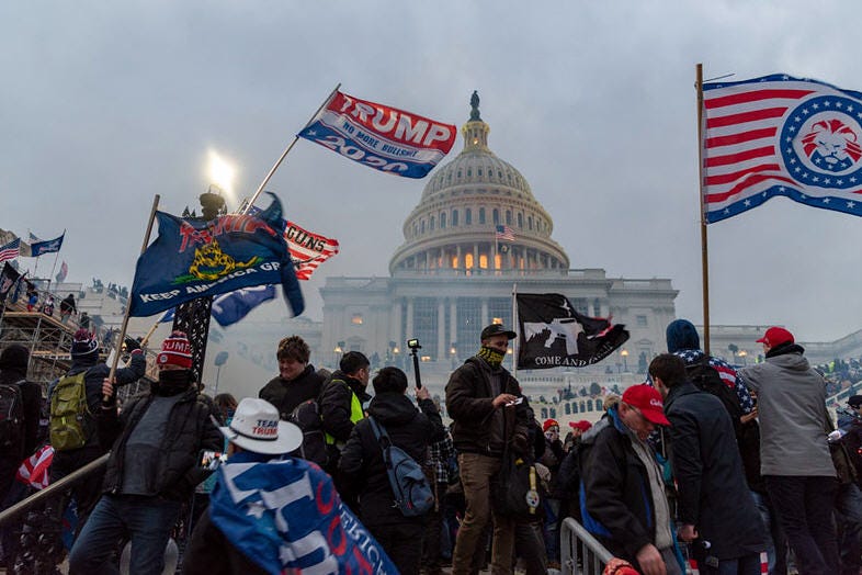 Insurrectionists outside the U.S. Capitol