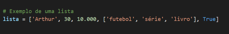 Exemplo de uma lista em Python