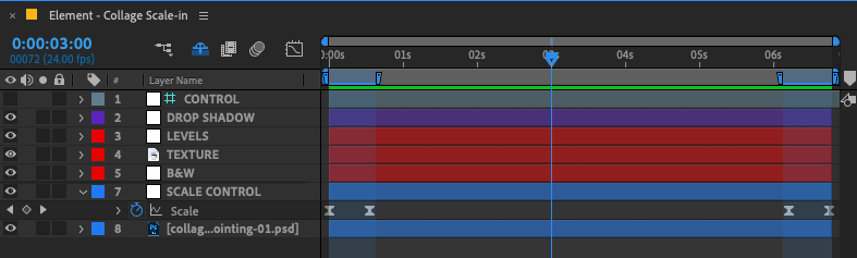 Screenshot of After Effects UI, showing the Responsive Time markers