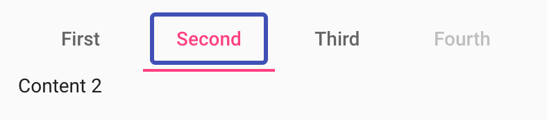 Tabs shows focus on the Second tab header with navigation by tabbing and keyboard.