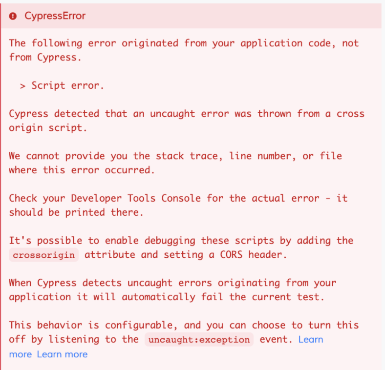 Cypress Error