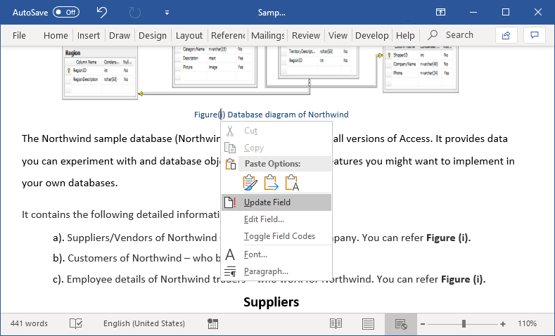 Update the SEQ fields in a Word document