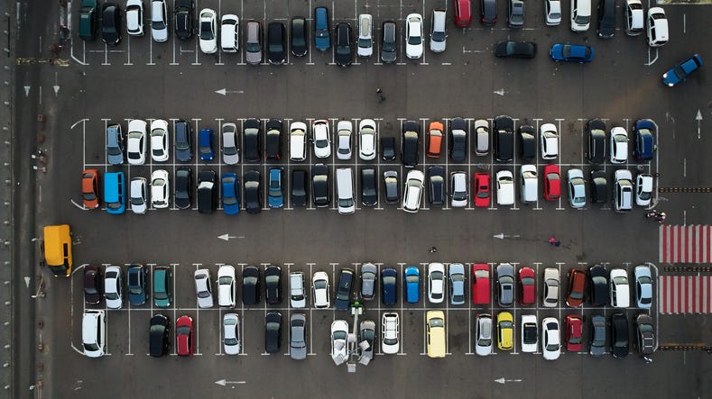 airport parking lot from birds eye view