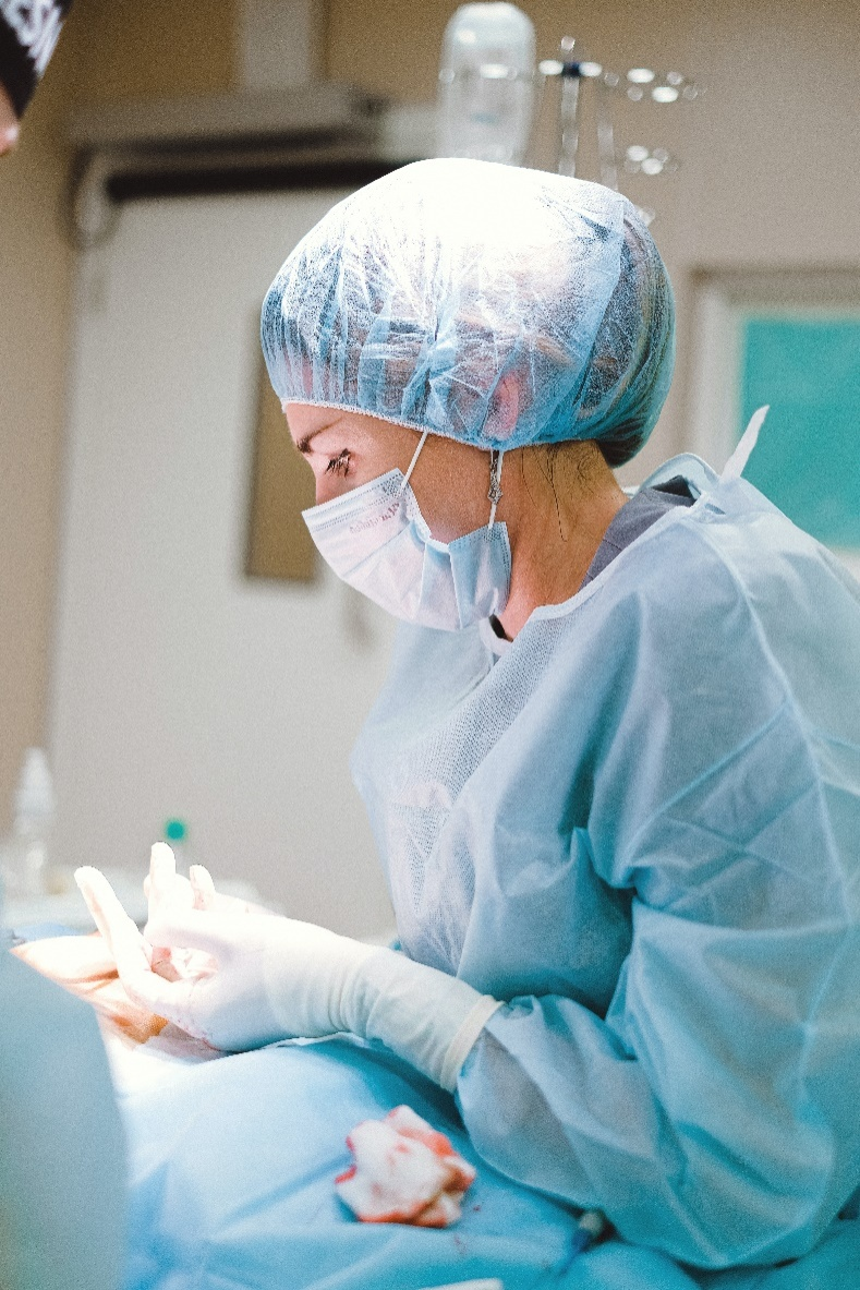 A neurosurgeon performing surgery