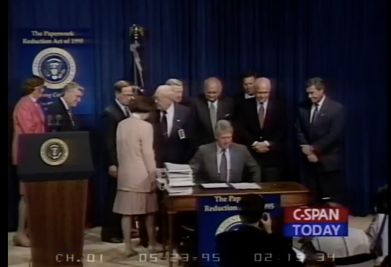 President Clinton signing the Paperwork reduction act