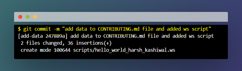 git commit to finalize the changes