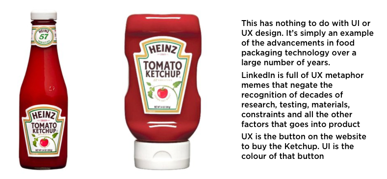 Ketchup bottle metaphor UX meme takedown