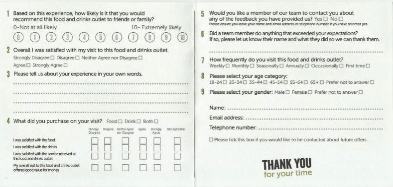 An example of a self-completion questionnaire