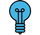 A blue lightbulb icon.