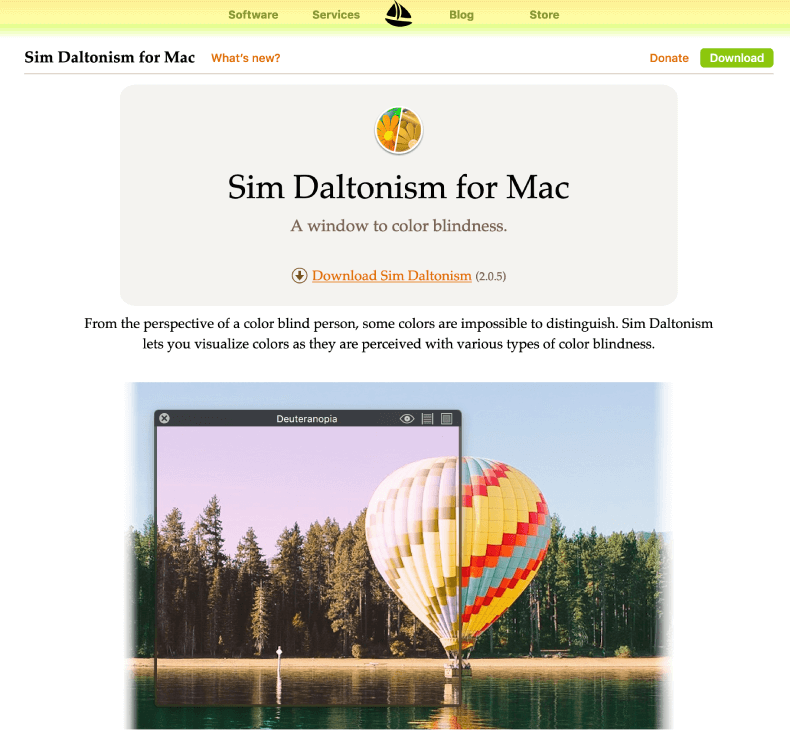 Sim Daltonism’s interface.