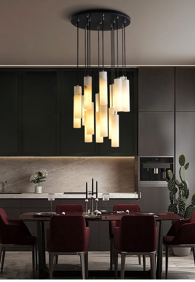 Marble Tube Chandelier for Living Room & Foyer — Seus Lighting