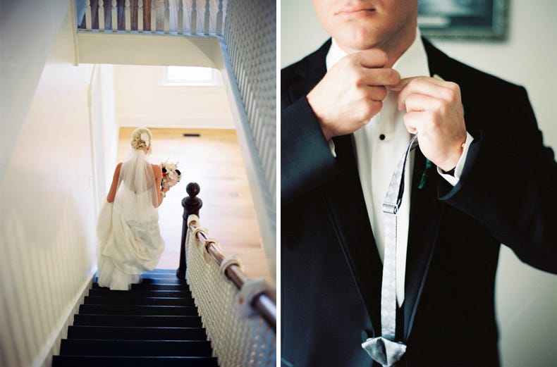 bride going down staircase at the Ambassador House | www.ericruddphotography.com