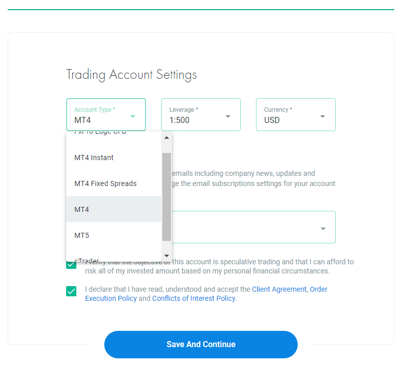 Setting up FxPro MT4 account leverage