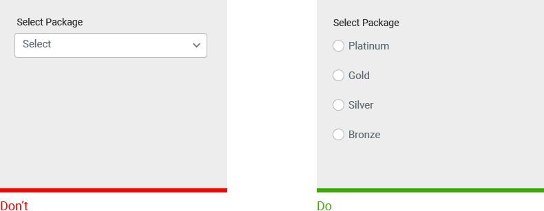 Drop down menu vs radio button