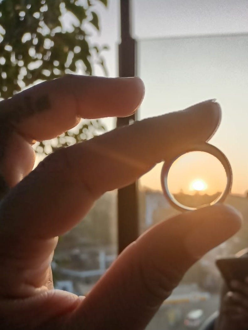 If you can capture the sunset through a ring, you can surely shine your essence in the dark