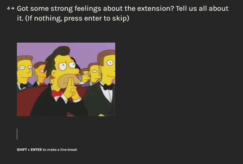 Screenshot of Typeform survey with a Simpsons gif