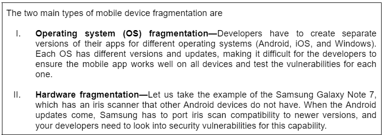 Two primary types of mobile device fragmentation — OS fragmentation and hardware fragmentation.