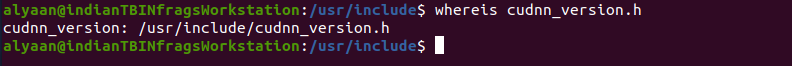 Command to show how to find version of cudnn