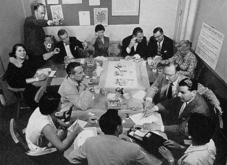 A brainstorming session at BBDO New York office in 1950s. Photo © Philippe Halsman
