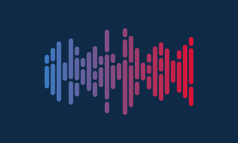 A sound wave in gradient from blue to red.