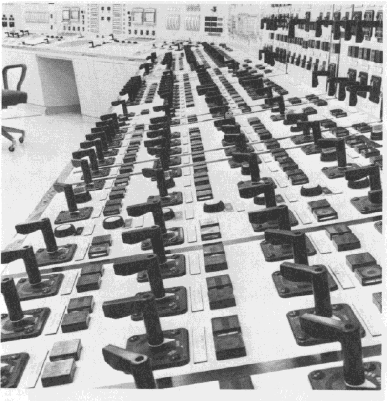 An old, inscrutable nuclear control panel