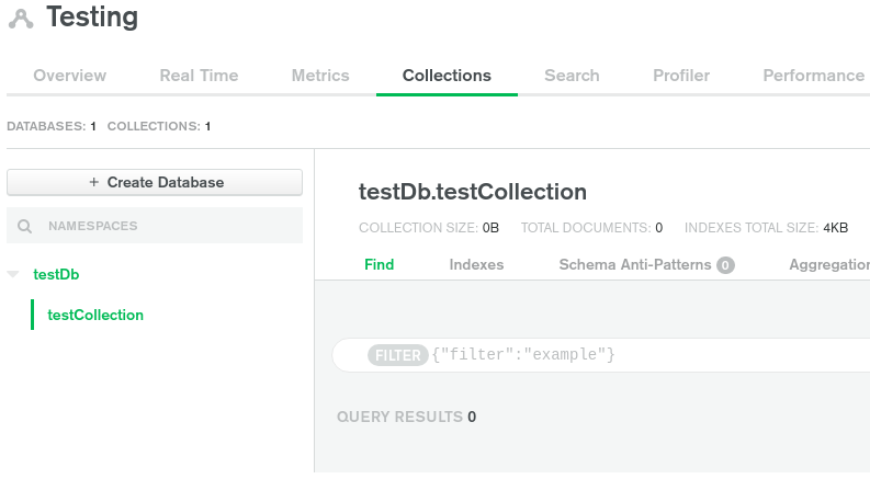 MongoDB Atlas create, view database and collection