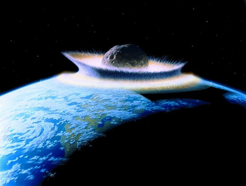 A giant asteroid hitting earth