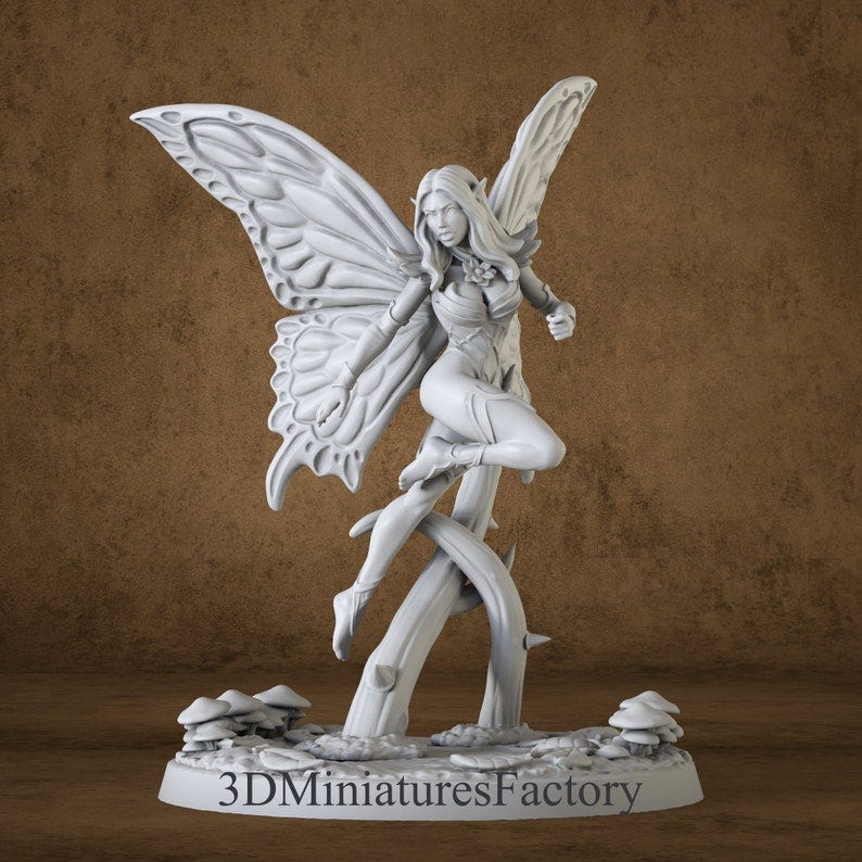 Fairy Miniature from 28mm to 75mm — DnD Miniature for Tabletop Games — Premium dnd Miniature Dungeons and Dragons 3D Printed