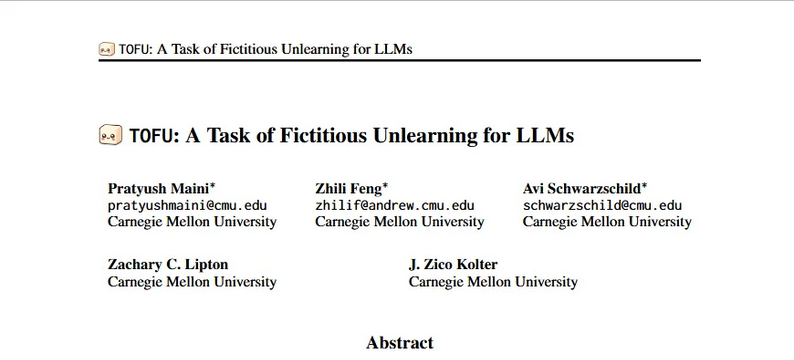TOFU: A Task of Fictitious Unlearning for LLMs — Case Study