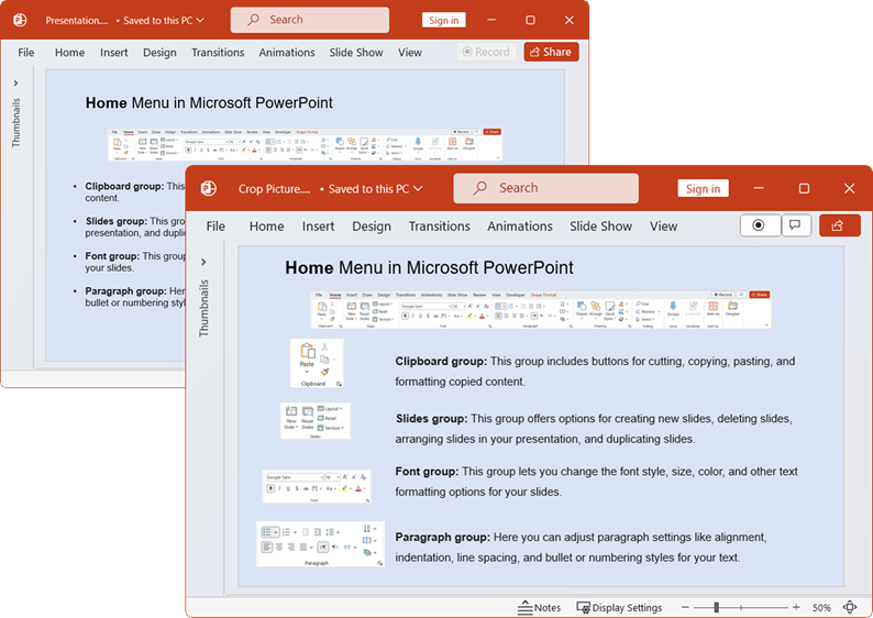 Image cropping feature in .NET PowerPoint Library