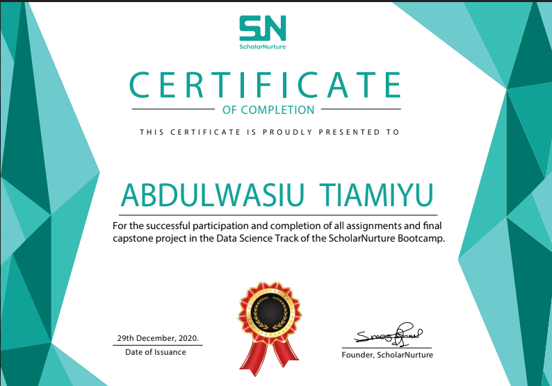 SN Certificate of completion