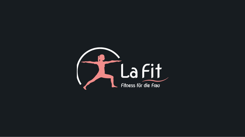 Logo of La Fit gym with a stretching female