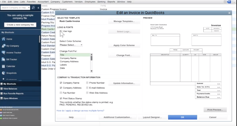 Edit an Invoice in QuickBooks