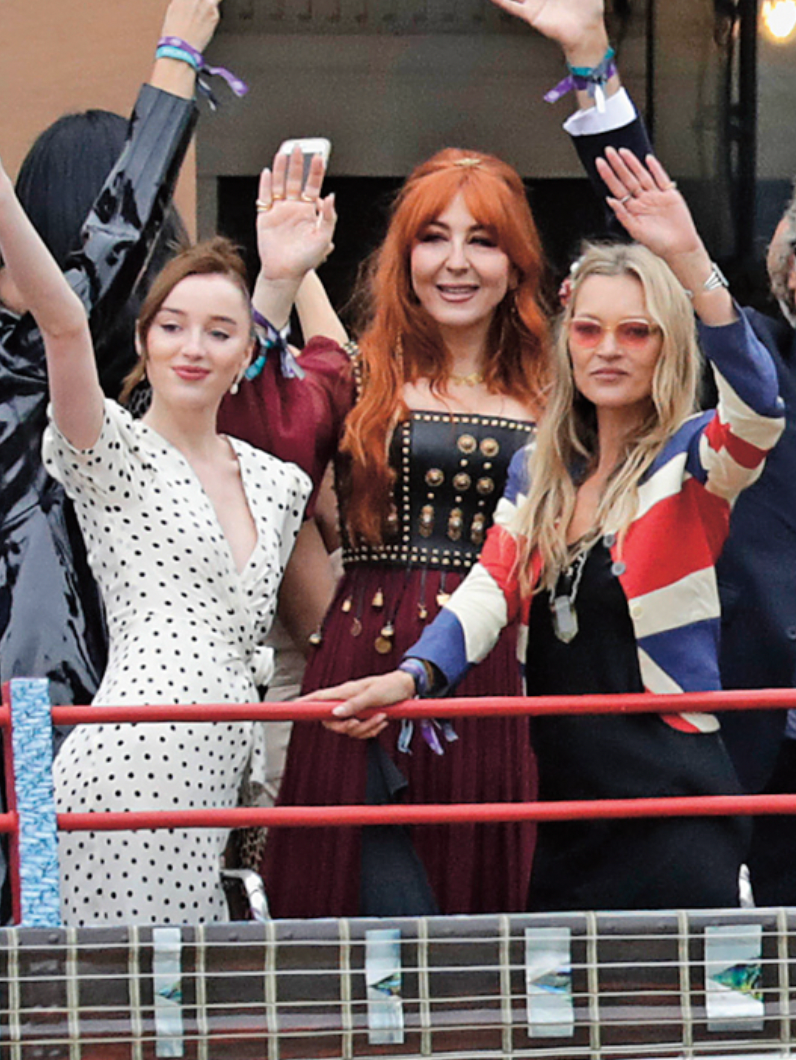 Phoebe Dynevor, Charlotte Tilbury, and Kate Moss at the Platinum Jubilee parade
