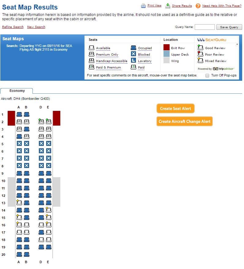 Seat Map AS 2115 Before Check In