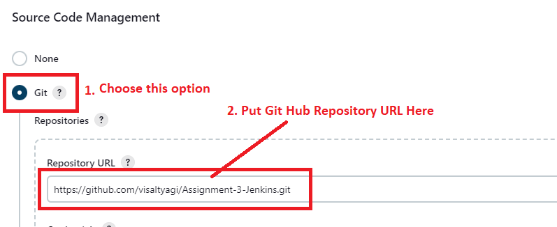 Choose Git as “SCM”