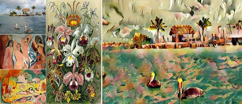 An example of Neural Style Transfer with multiple styles, Image by author