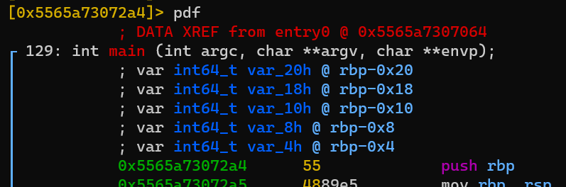 Radare command to disassemble a function