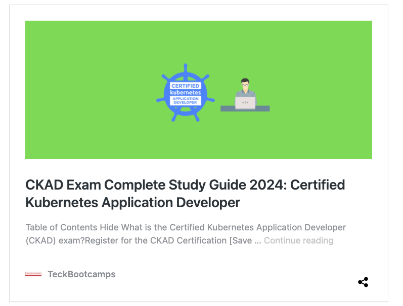 https://teckbootcamps.com/ckad-exam-study-guide/