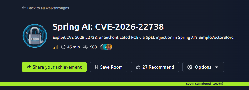 Spring AI: CVE-2026-22738 (THM) Tryhackme WriteUp All Answer