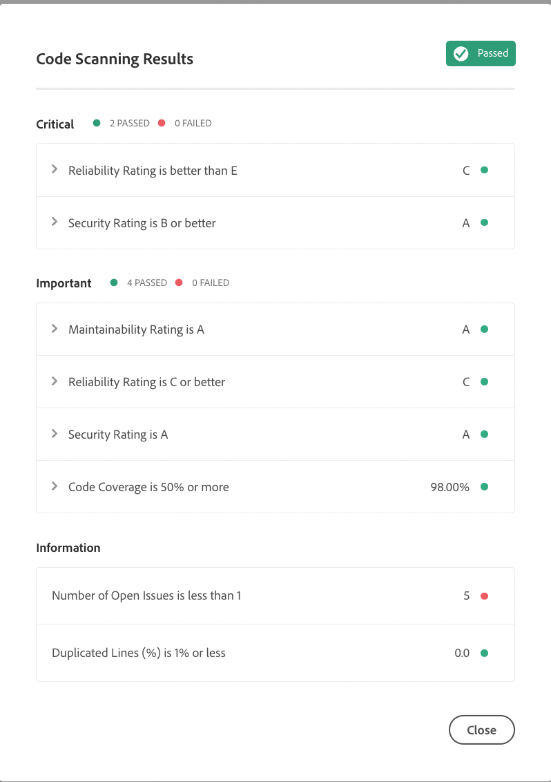 Code scanning result