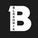 Black background White Lqrge Bold letter “B” in upper case with the word BLAKONIK vertical on the left side of letter