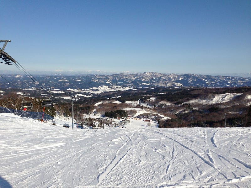 Yashima Ski Field in Yurihonjo City, Akita Prefecture, at the base of Chokai-san (Mt. Chokai).