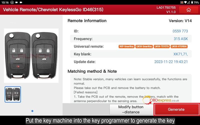 Launch X431 IMMO Plus and Key Programmer Add Chevy Cruze Key
