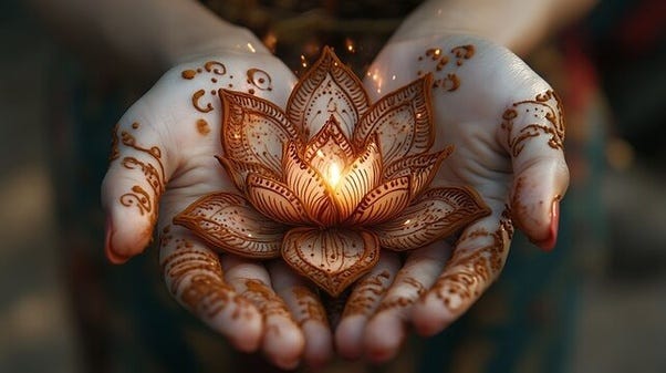 Lotus with Henna Swirls — shaadidukaan