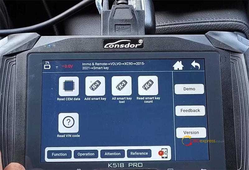 Volvo XC90 2017 Add New Key with Lonsdor K518 Pro via OBD