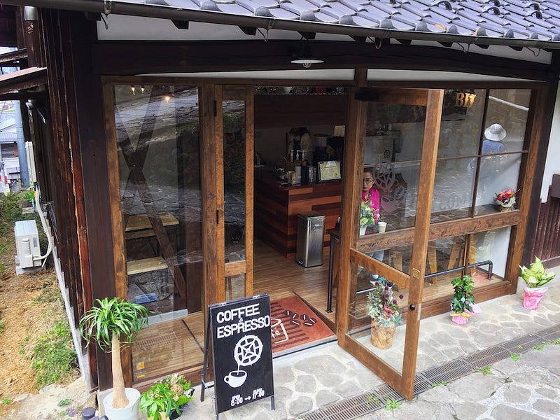 A coffee shop at the Kiso Valley town of Magome