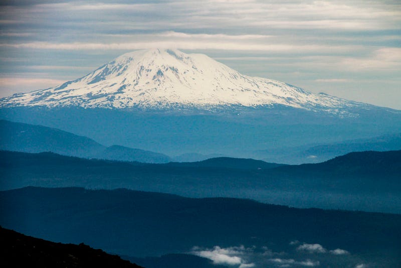 Mt. Adams pictured from nearby volcano, Mt. Saint Helens, on Saturday, May 14th. Photo by Nick Belcaster. 