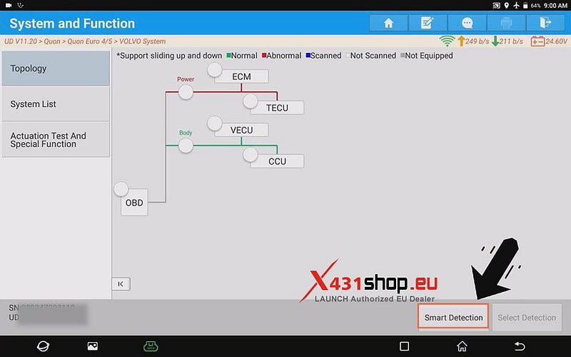LAUNCH X431 PAD_UD CG5トラックのギアボックスクラッチ学習