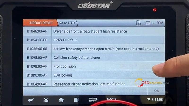 OBDSTAR P50 Reset JMC R7F701009 Airbag on Bench